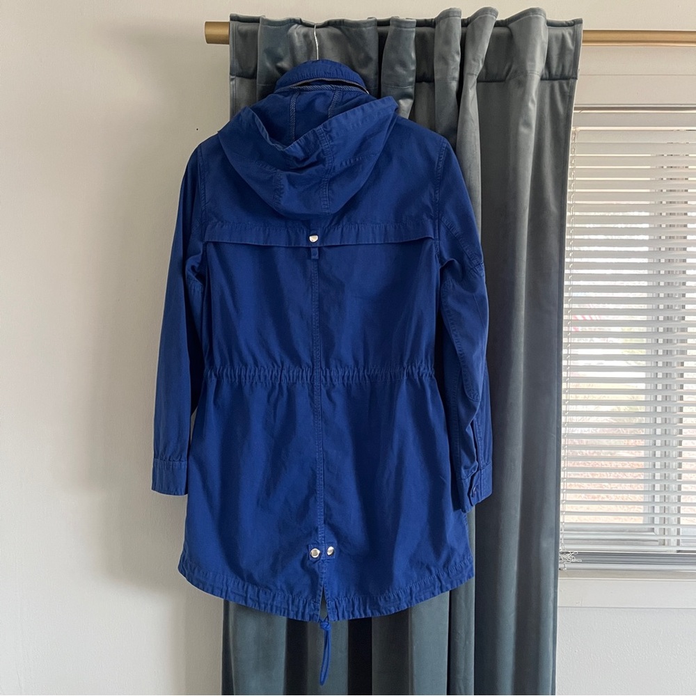 J Crew Women’s Blue Lagoon Fatigue Hooded Boyfriend Utility Jacket Cinch Waist - Picture 4 of 16